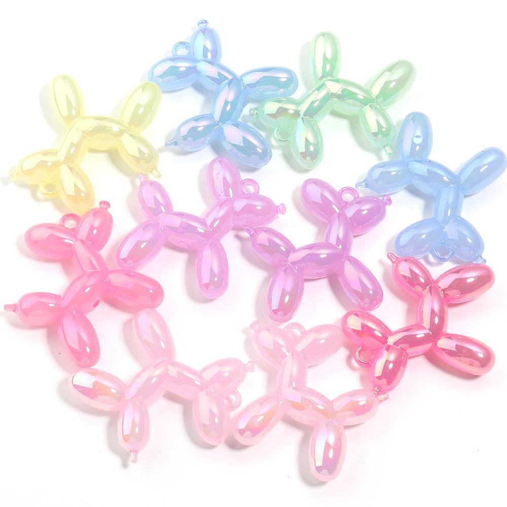 5pcs/lot Colorful Cute Acrylic Cartoon Balloon Dog Pendants For Jewelry Making DIY Bracelet Necklace Keychains Accessories