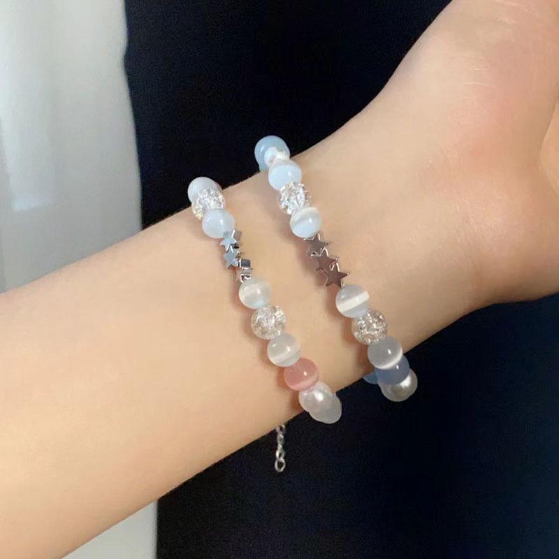 Starry Sea Star Blue Beaded Mori-Style Bracelet: Summer Women's High-End Accessory