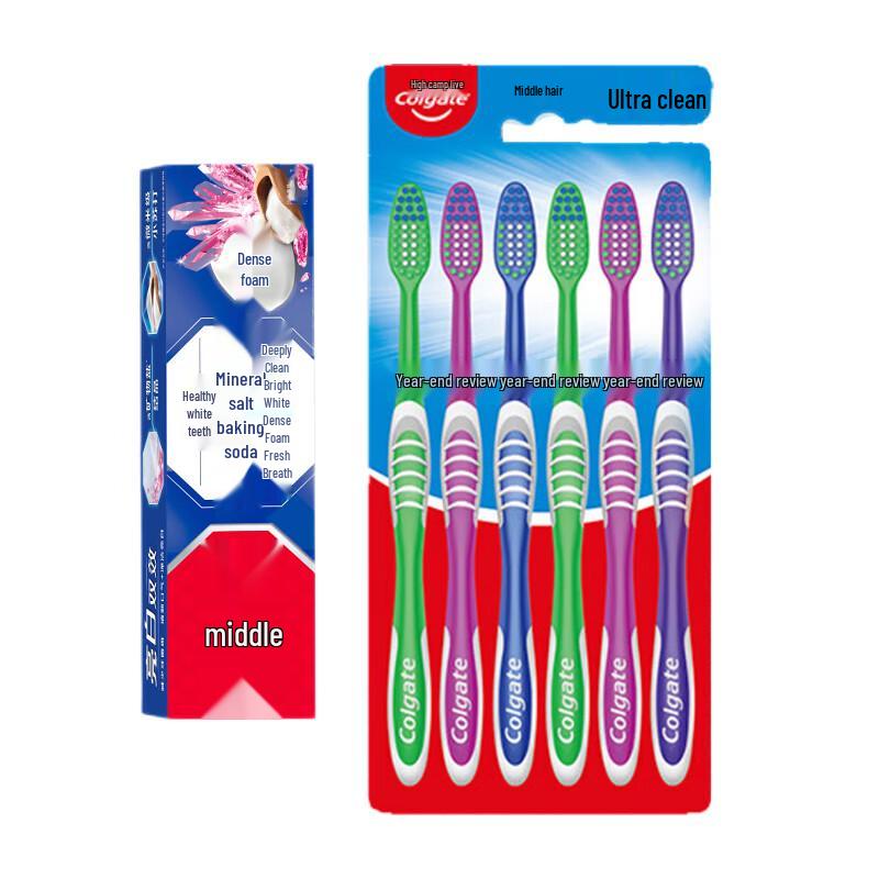 

Colgate Super Clean Toothbrush 6-Pack & Whitening Toothpaste Set