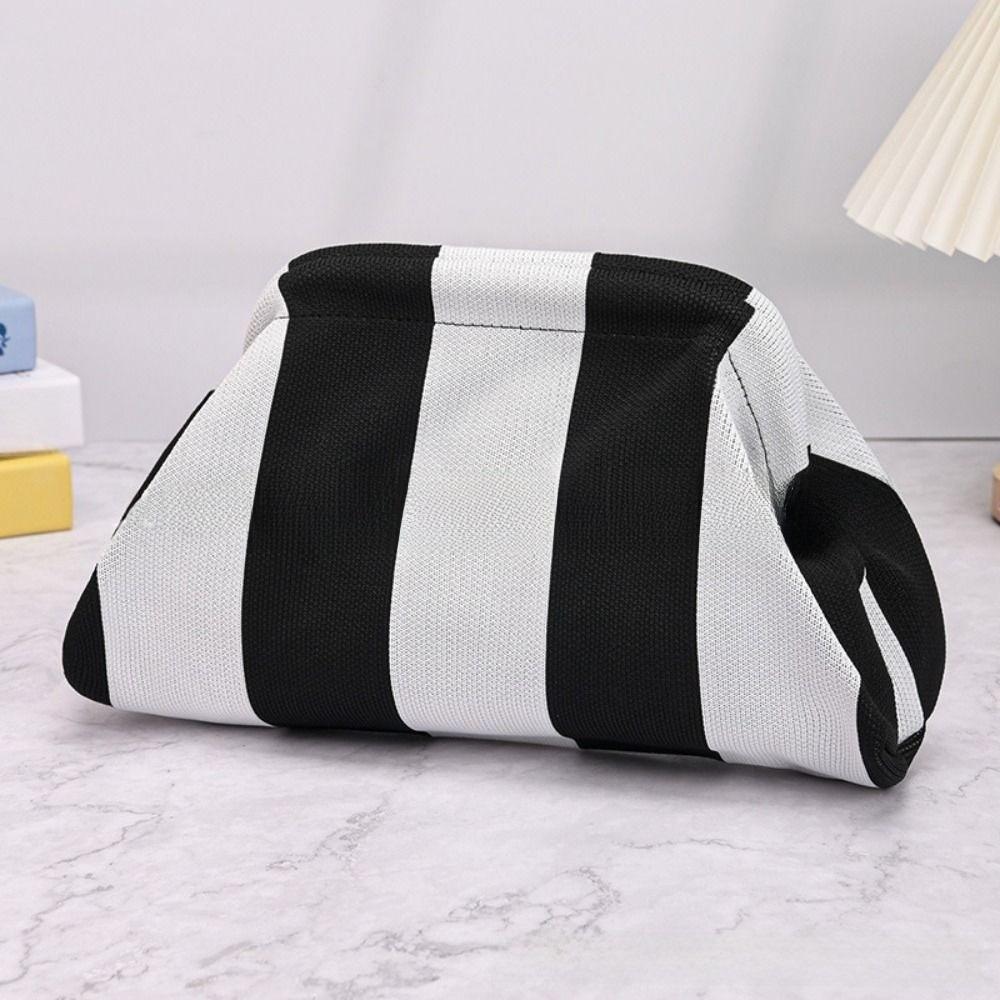 Portable Spring Closure Open Top Colorful Striped Cosmetic Bag Large Capacity Multi-purpose Makeup Pouch Toiletry Bag Gifts