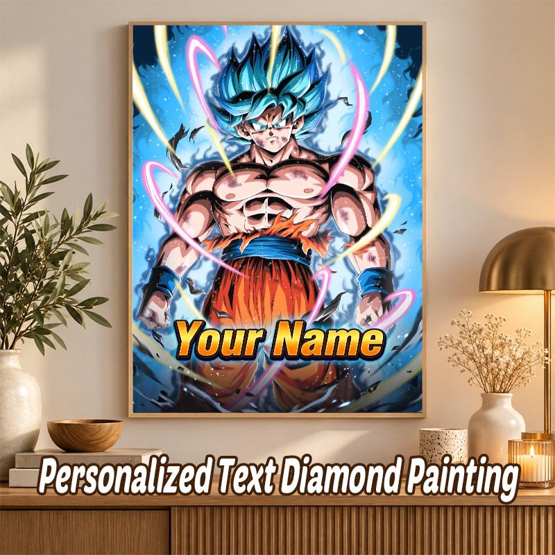Gogeta Custom Name Diamond Painting Personalized 5D Full Drill DIY Diamond Art Home Decor