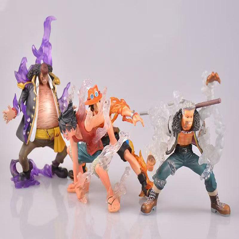 4Pcs/Set Anime One Piece Ace Blackbeard Luffy Smoker Action Figure PVC Statue Collection Model Doll Toys