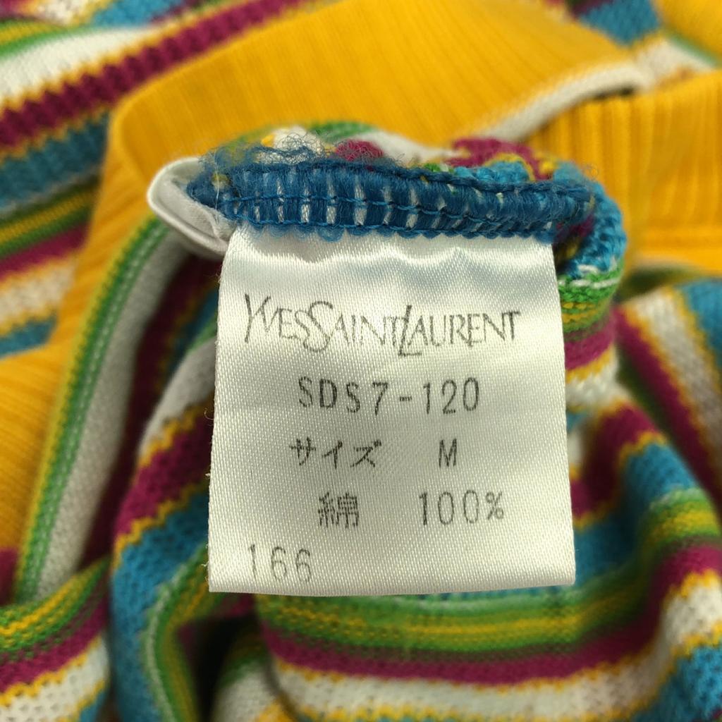 YVES SAINT LAURENT 90s Old Border Pattern Long sleeve Cotton knit cardigan Women Used