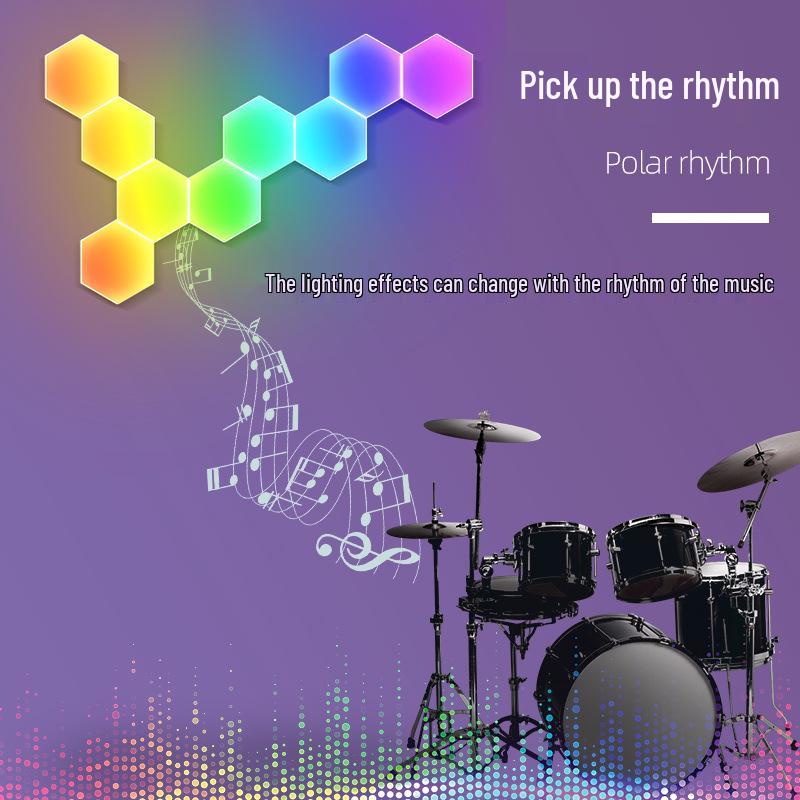 Smart RGB Music Rhythm Light: Color-Changing E-sports Atmosphere Quantum Honeycomb Light