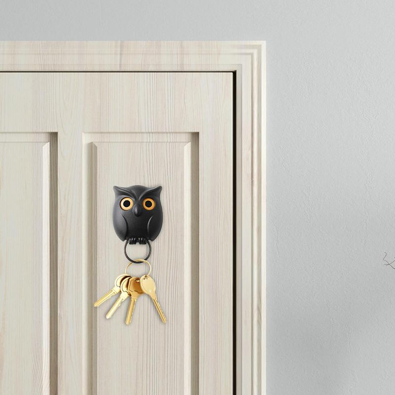 1PC Magnetic Owl Key Holders Self Adhesive Magnets Hold Keychain Key Hanger Hooks Will Open Eyes Home Wall Decorative Hooks
