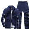 Men's Four Seasons Spring Autumn Plus Size Standing Collar Long Sleeve Jacket + Breathable Loose Trousers Outdoor Sports Jacket Two Piece Set