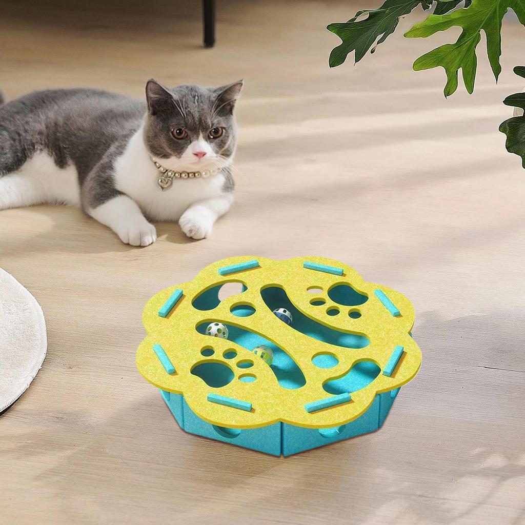 Interactive Puzzle Toys for Cats with Scratching Board, Mental Stimulation Toy for Indoor Kittens and Small Breeds
