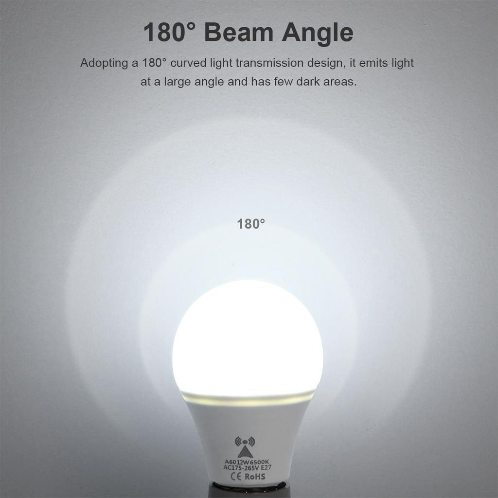 LED-Glühbirne mit Mikrowellenradarerkennung, 220 V, E27, 12 W, Radar-Bewegungsinduktionslampe, eingebaute Radar-/Lichtsensoren für Treppen zu Hause