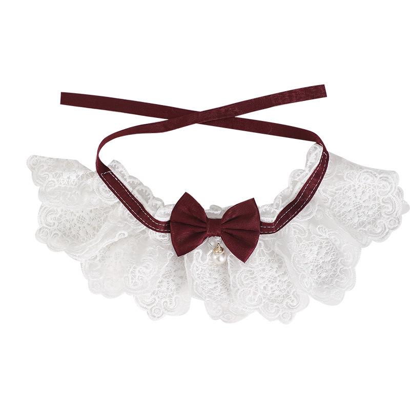 Pet Princess Lace Ruff Collar: Cute Four-Season Cat Bib Necklace