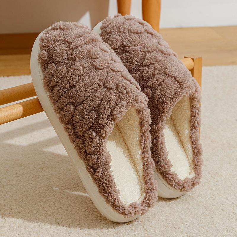 Cotton slippers autumn and winter household plush couple warm non-slip home shoes supermarket