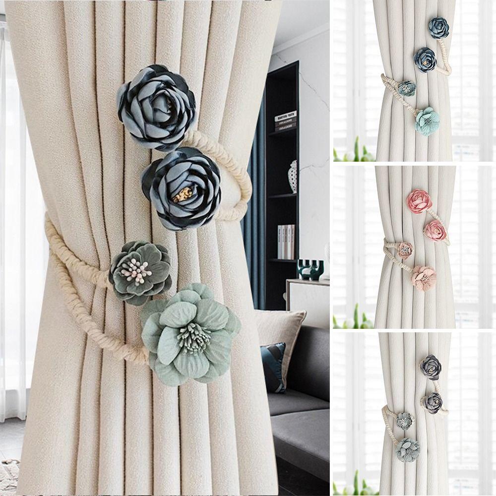 Adjustable Twist Curtain Ties 3D Flower Curtain Fixer Clip Creative Curtain Straps