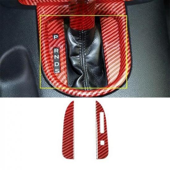 For Ford Mustang 15- Red Carbon Fiber Middle Console Gear Shift Frame 2PCS