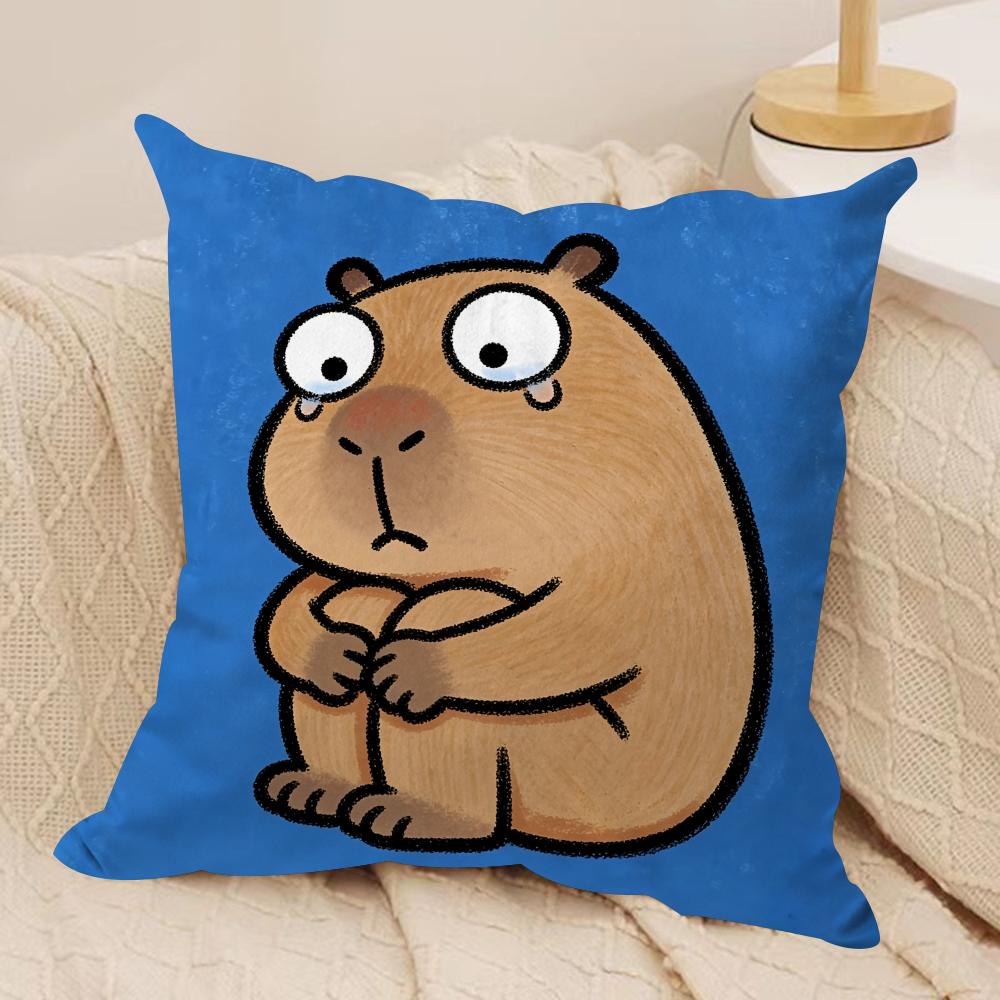 

Cute Kapibala Cushion Cover Soft Plush Fabric DoubleSided Printed Cushion Covers for All Seasons Modern HomeDecor Gift 30cmx30cm
