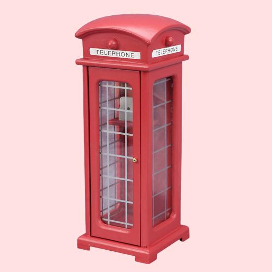 Model telefonní budky Zábavný Realistický Dřevěný Mini Domeček pro panenky Telefonní budka pro domeček pro panenky 1/12