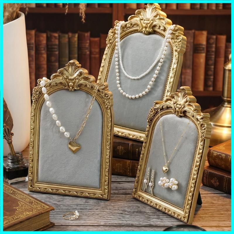 X6HE Ornamental Resin Jewelry Holder Photo Frame Earring Organization Decorative Shelf for Home and Shop Displays