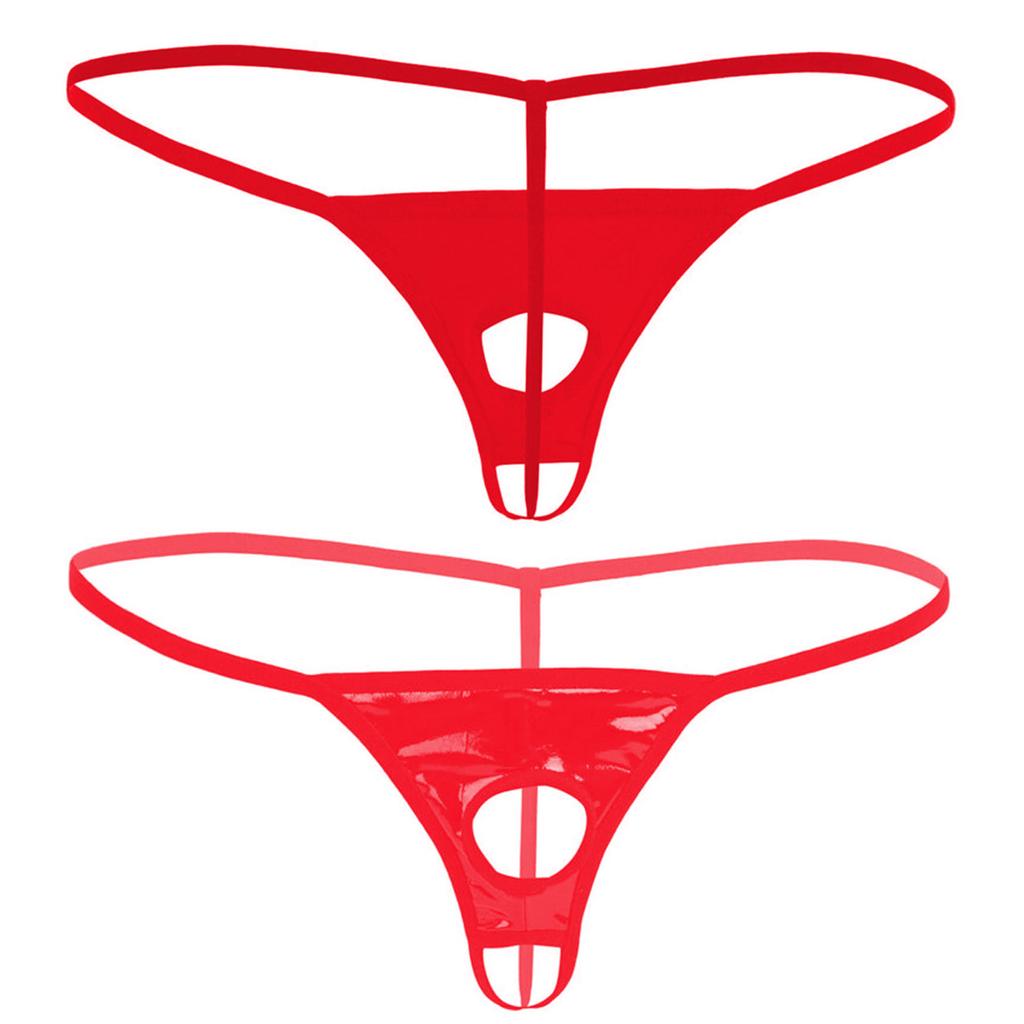 Hommes Lingerie Micro String Bikini Sous-Vêtements En Cuir Verni G-strings