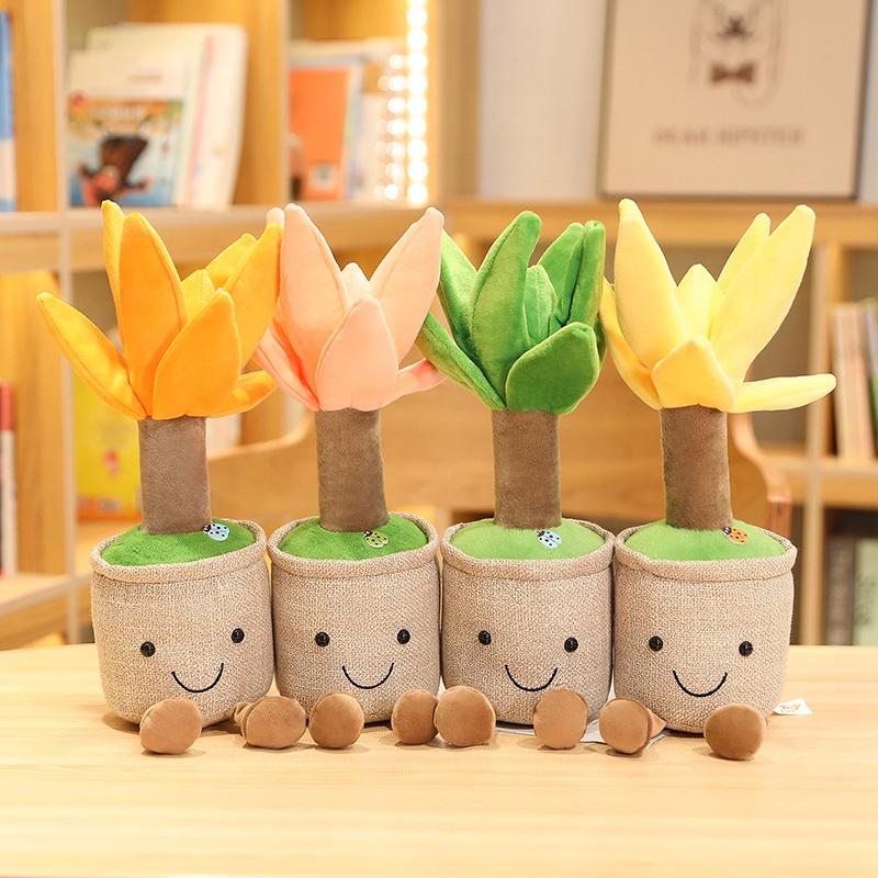 Lifelike Plush Fortune Tree Toy Stuffed Pine Bearded Trees Bamboo Potted Plant Decor Desk Window Decoration Gift for Home Kids