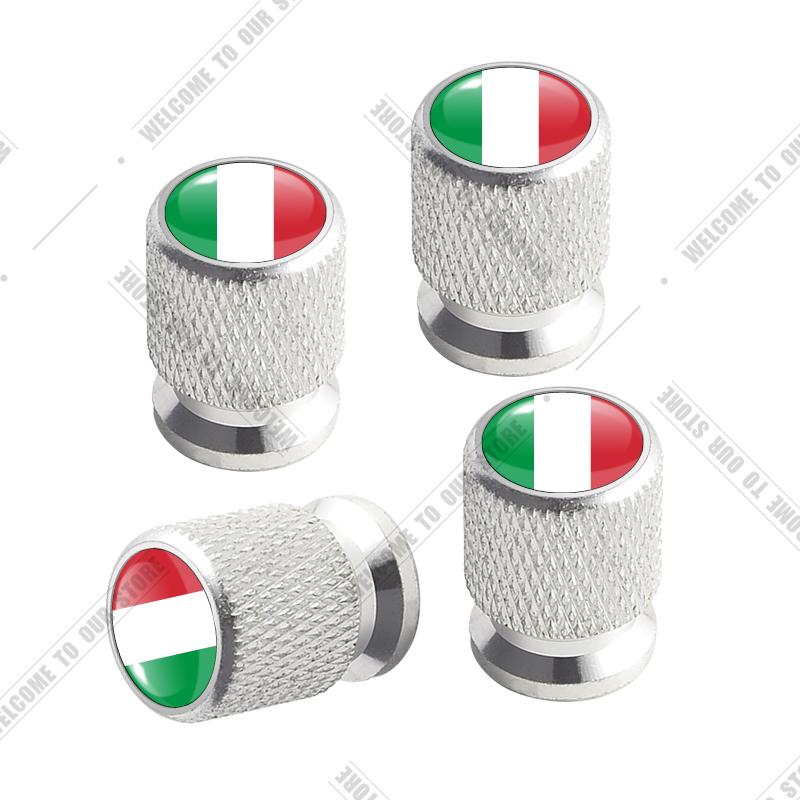 Cqdjvy1 Auto CNC Aluminium Duitsland Italië Frankrijk Driekleurige Vlag Embleem Voor Citroen Peugeot Fiat Kia 4 stuks Bandenventiel Luchtpoort Stuurpen Afdekdoppen