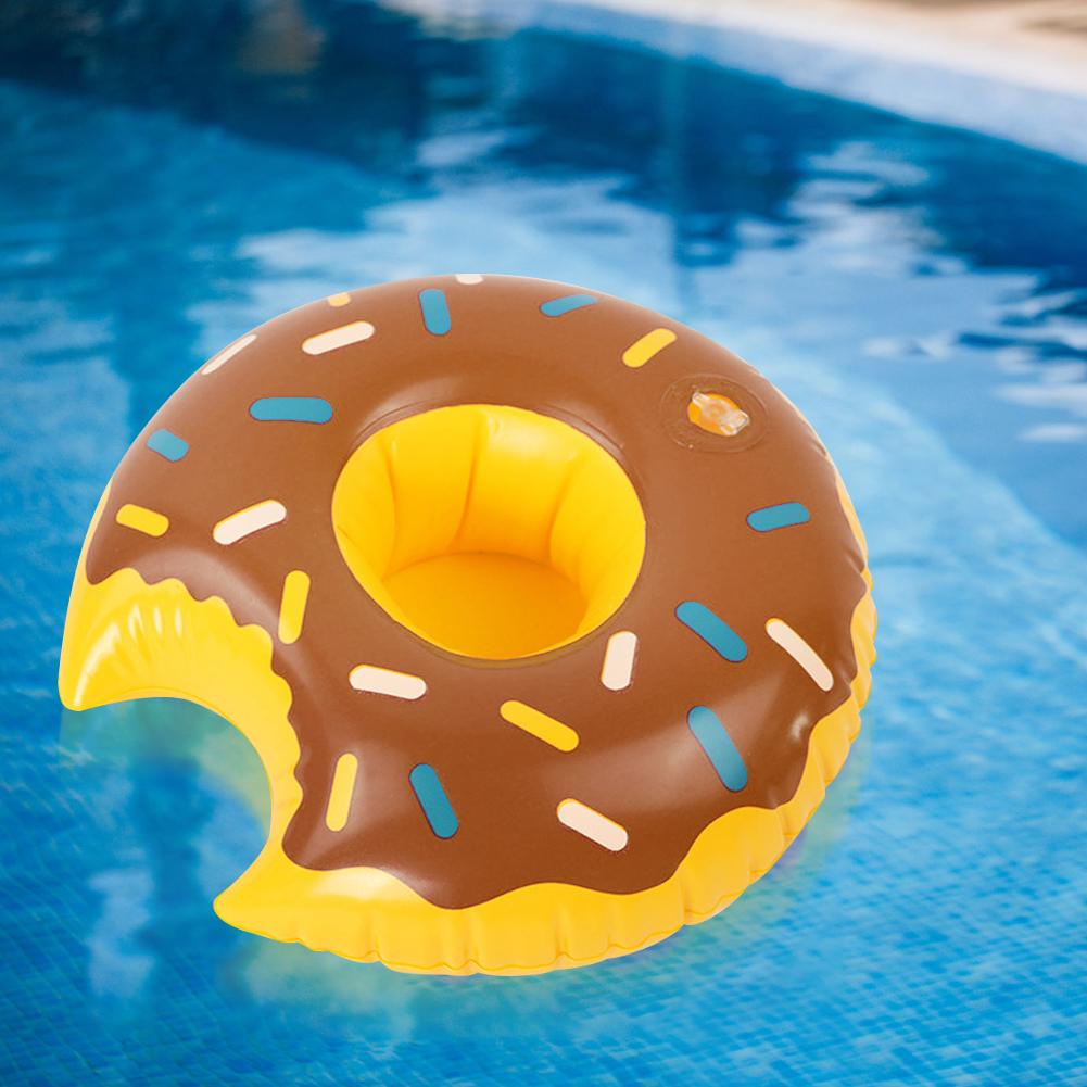 Cartoon Donuts Cup Cushion Multicolor Water Inflatable Coasters Portable Inflatable Circle Coasters for Holiday Birthday Party