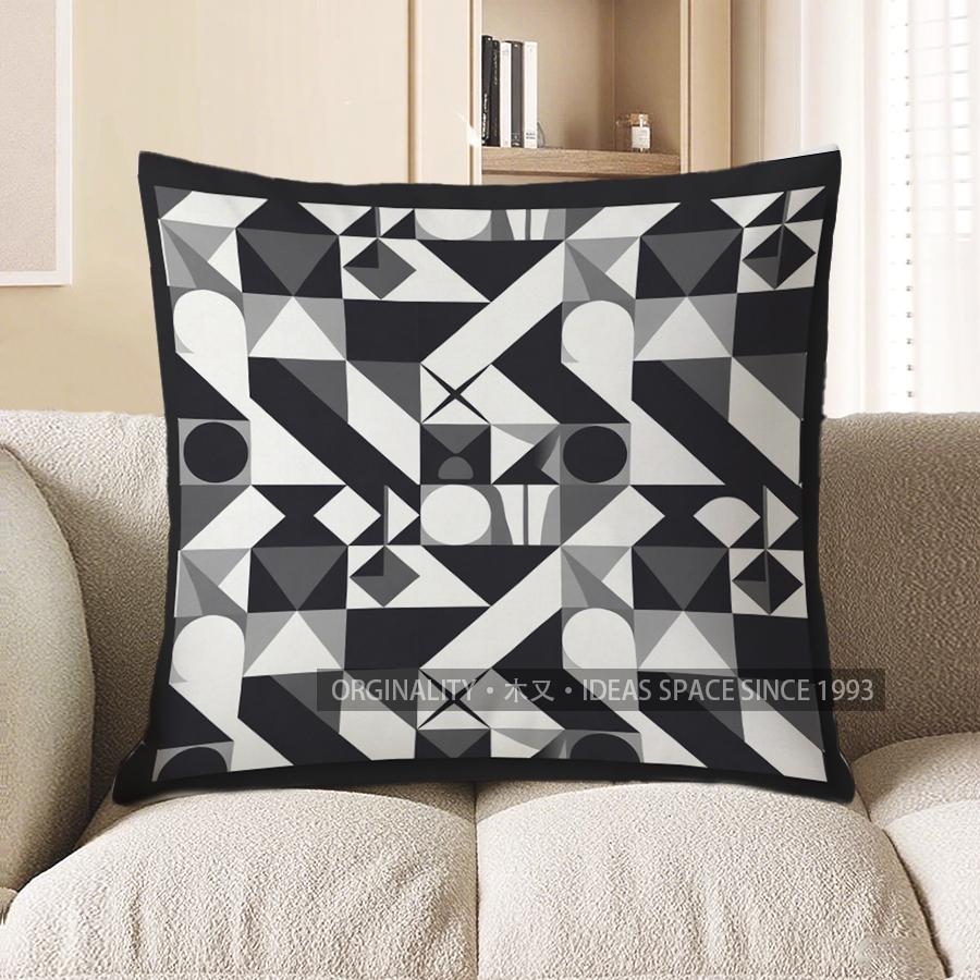 2D Geometric & Leaf Pattern Digital Print Pillow Covers Pattern Cushion Cover Suitable For Sofa Bedroom Car Pillow Cover