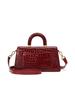 Wine Red Crocodile Pattern Handbag, Glossy Small Square Bag, Suitable for Commuting and Dating