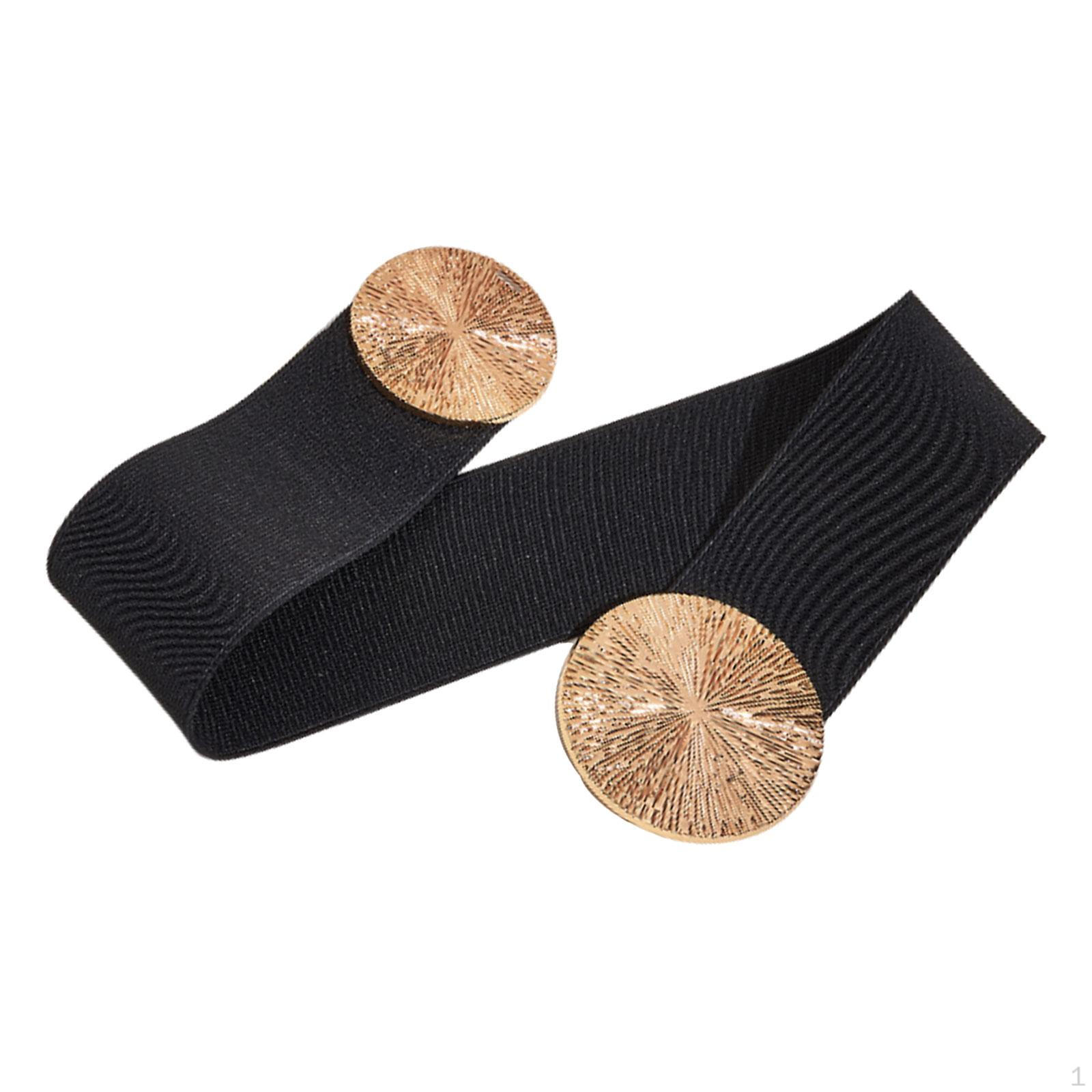 

Boho Women Wide Belt Stretch with Buckle Waistband Body Hook Decorative Female for Dress Black