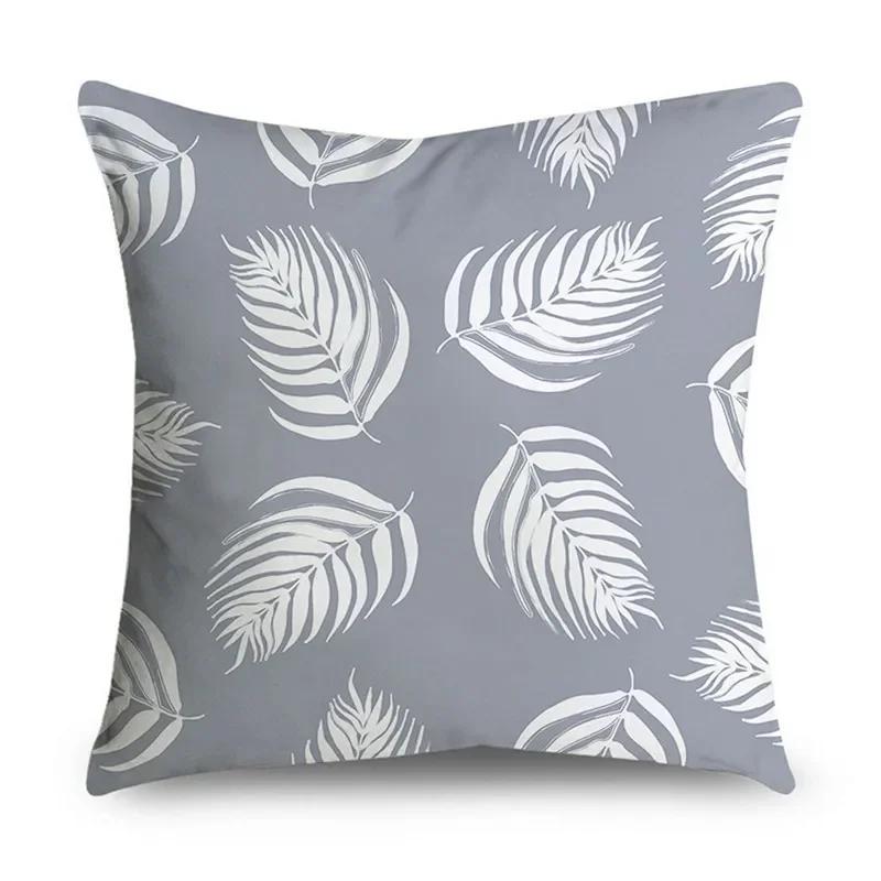 2023 Gray Lumbar Pillows Case 45X45CM Damask Geometry Leaves Floral Stripes Plaids Print Sofa Cushion Throw Pillows Decor Home