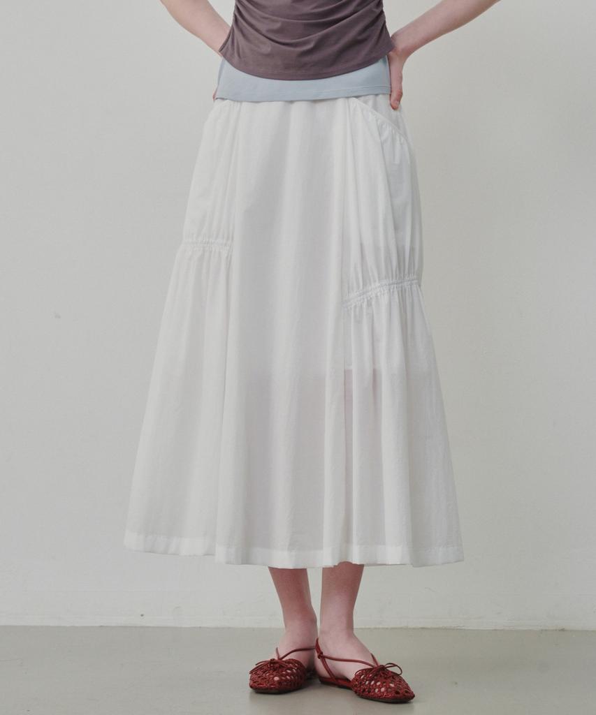 Ollibeudeollibeu Shirred Nylon Long Skirt Ow6Ms6210