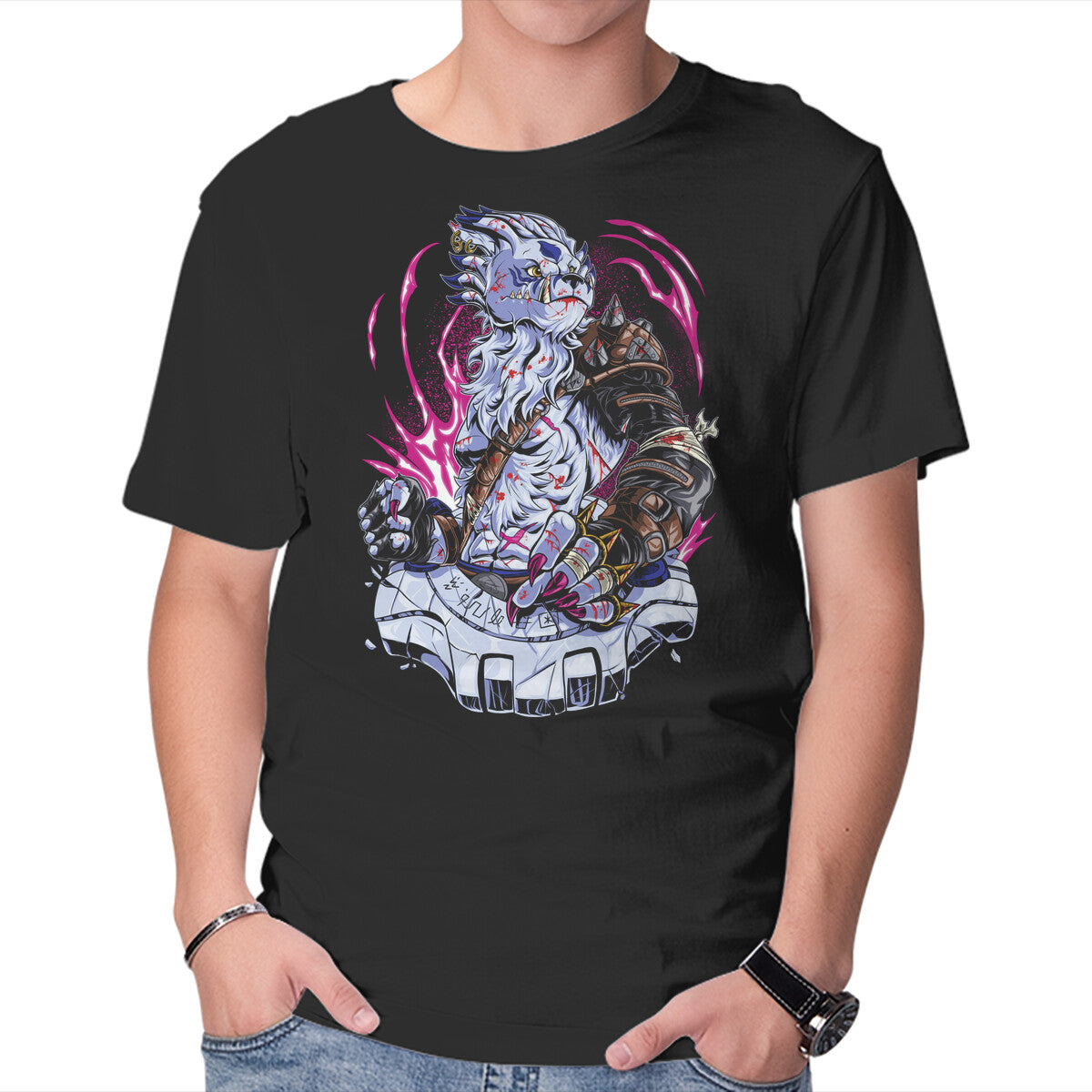 Unisex Crew Neck T-Shirt Warrior Wolf Graphic Short Sleeve Casual Tee XXXL
