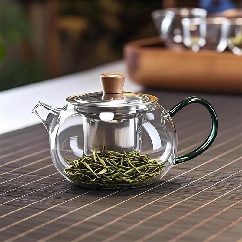 

350ml Filterable Heat-resistant Glass Teapot with Tea Strainer Infuser High Borosilicate Glass Puer Tea Pot Kung Fu Tea Set зелений