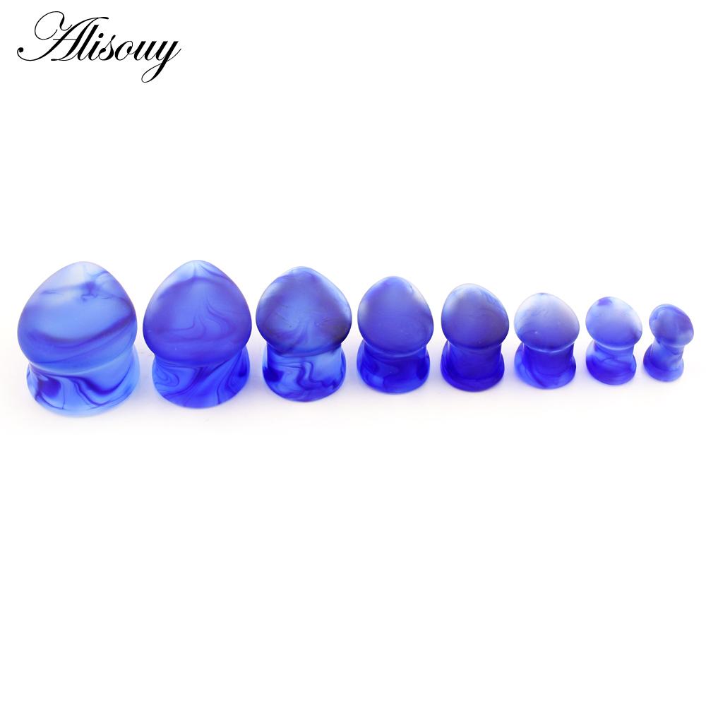 

Alisouy 1PC синие матовые стеклянные капли воды дымчатые ушные туннели заглушки растягиватели плоти расширители калибры серьги пирсинг украшения для тела 19mm