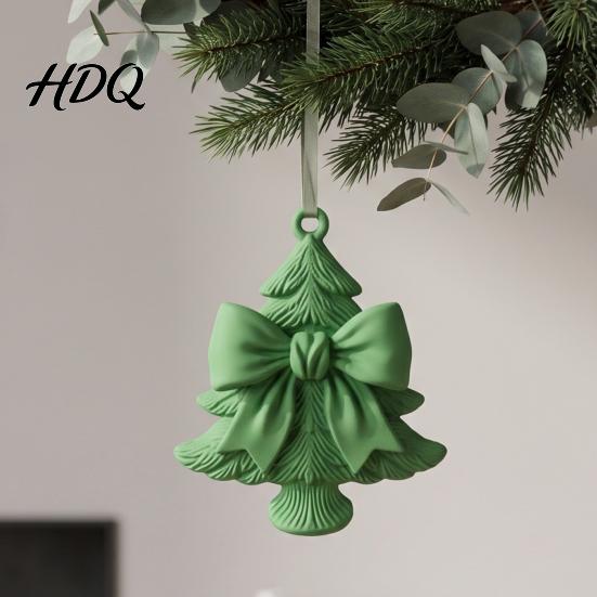 Lightweight Plastic Tree Accessories 3D Printed Christmas Ornament with Bow Design Decorative Xmas Reusable Festive