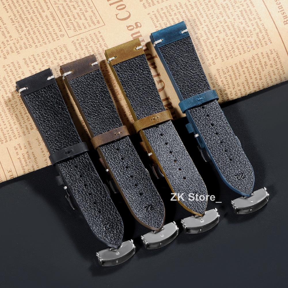 Echtes Kalbsleder Uhrenarmband 18 20 21 22 24mm Armband Ölwachs Steppung Rindsleder Ersatzarmband Butterfly-Schließe Band