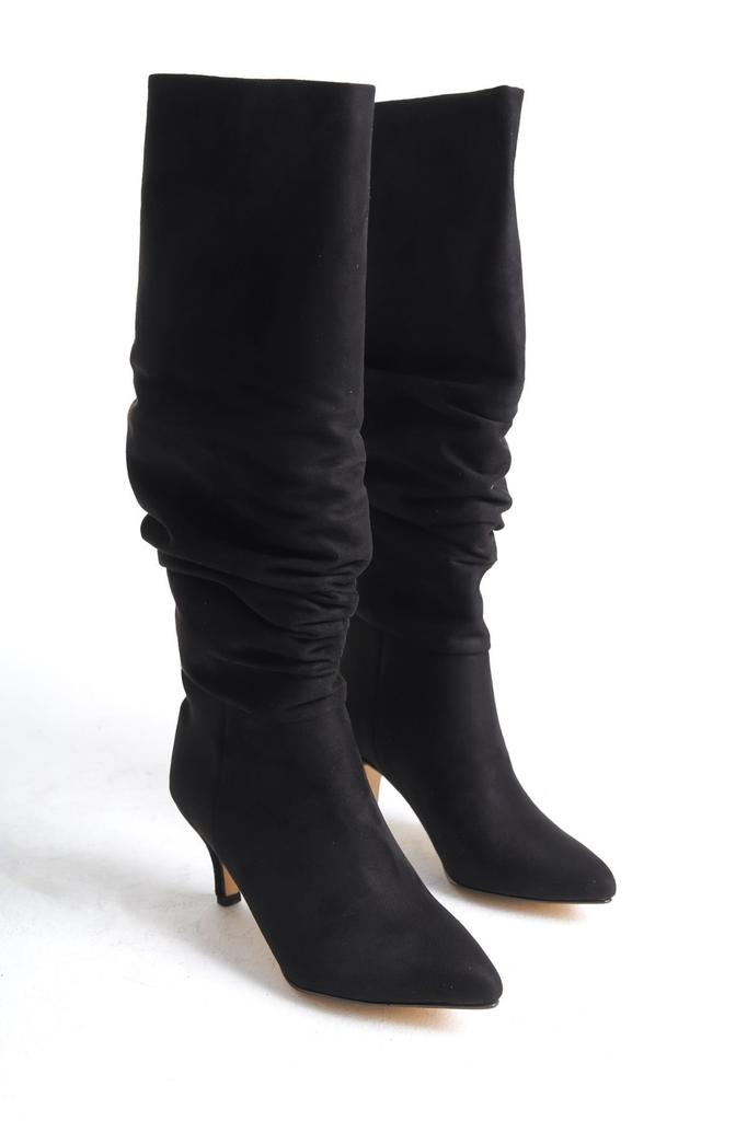 Women Modern Stylish Fashion Boots Boots Faux Leather Suede Short Thin Heeled Boots