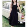 Back Invisible Zipper Hepburn Style Summer Women's Temperament Square Collar Small Sleeveless Black Dress