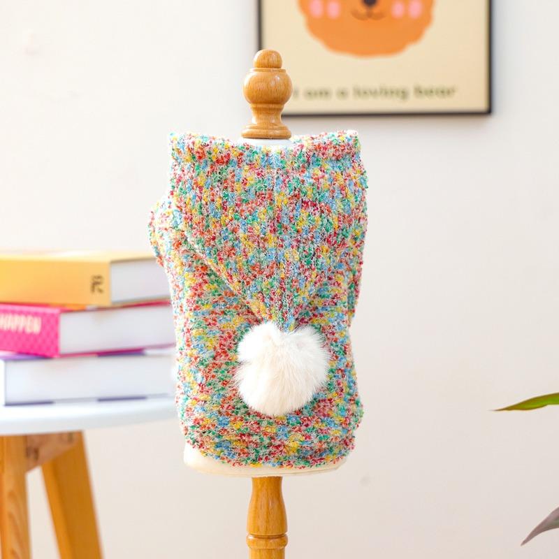 Pet Clothes Autumn and Winter Small Dogs Puppies Happy Dogs and Cats Warm and Comfortable Clothing Colored Jelly Bean Hoodie