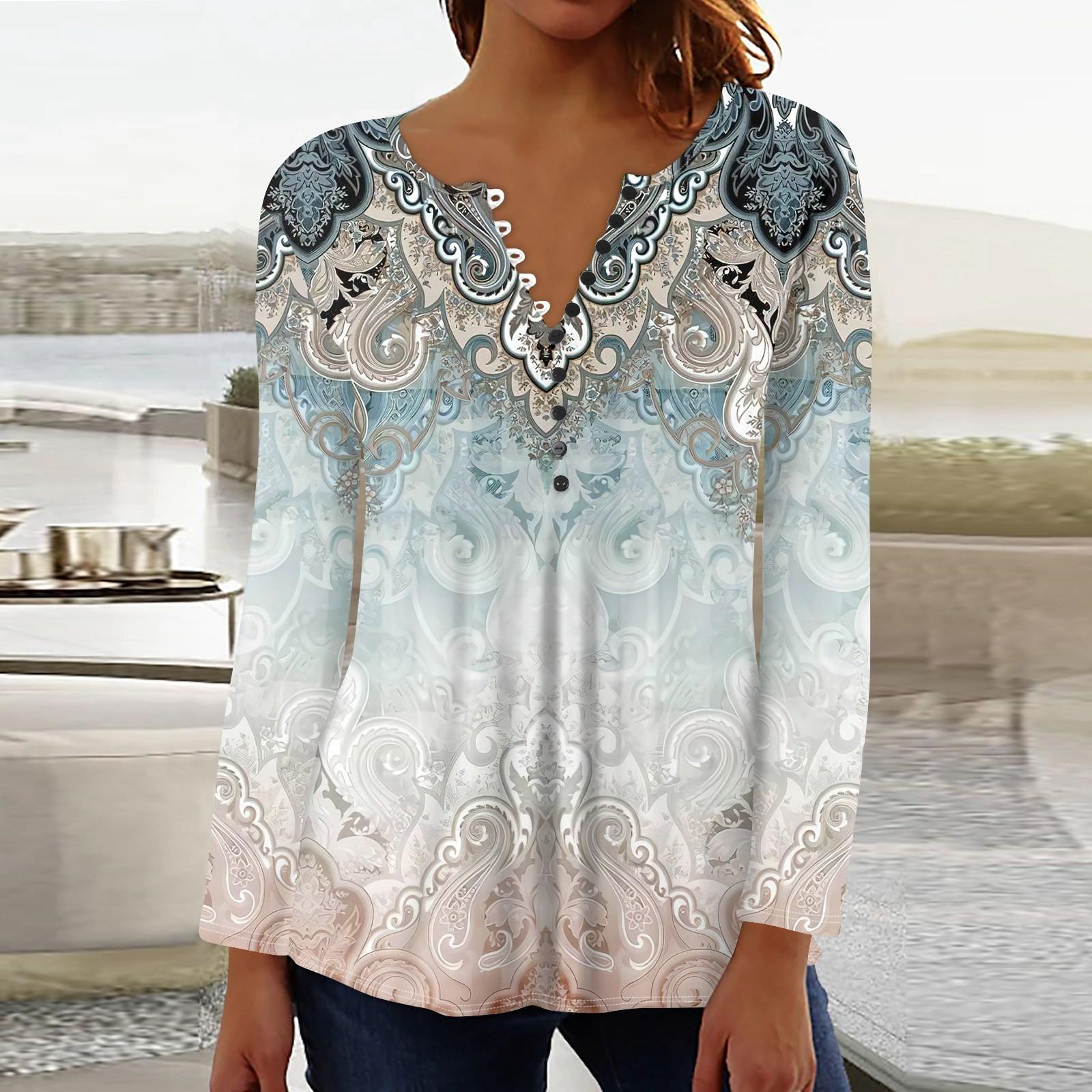 

Женский повседневный топ свободного покроя с длинным рукавом и пуговицами M