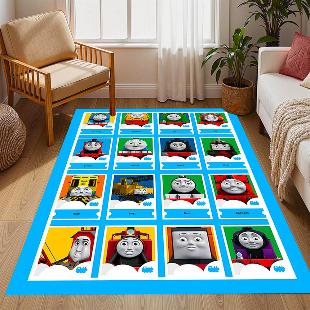 Thomas Friends Express Themed Anti-Slip Rugs - Polyester Home Decor, Suitable for Bedrooms, Living Rooms, Doorways, Studios, and Decorations