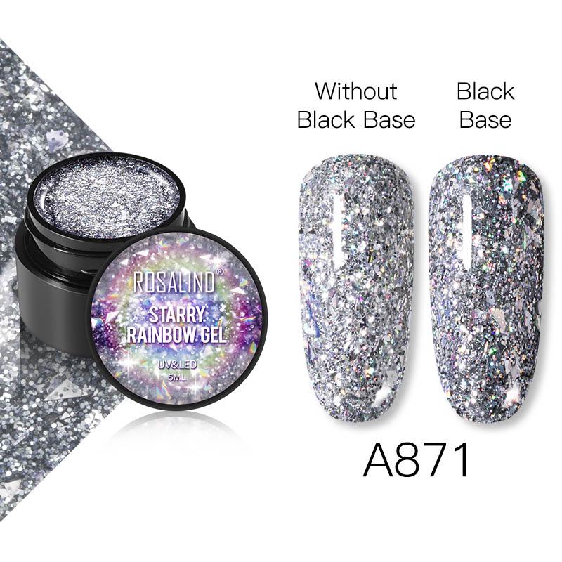 ROSALIND Nail Polish Gel Semi permanent Varnish UV Glitter Paint Shiny Gel Base Coat Tips Poly Kit For Nail Art Decorations