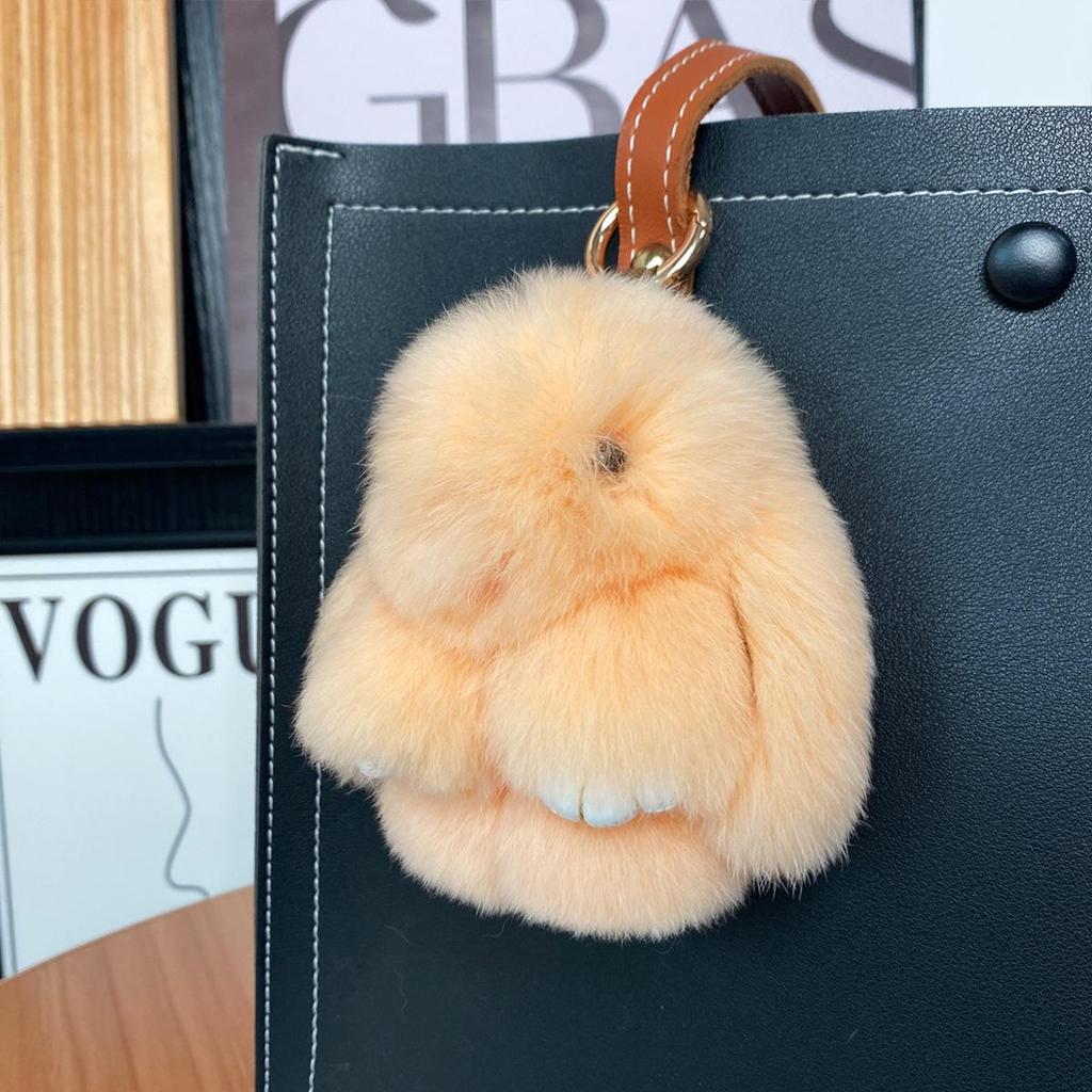 Mini Rex Rabbit Fur Pom Pom Keychain Bag Charm Keyring