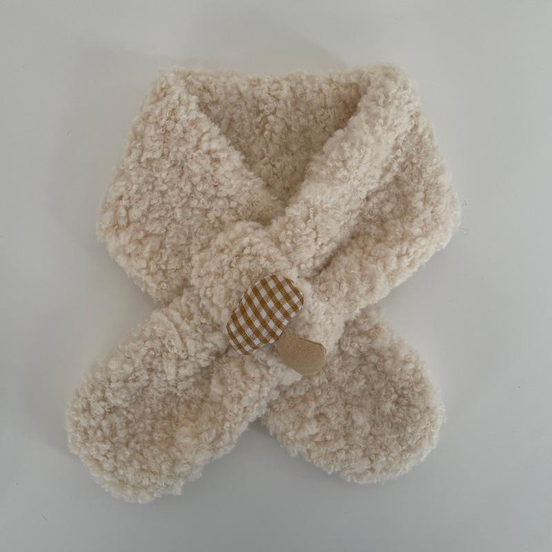 Korean Cartoon Mushroom Kids' Scarf: Unisex, Thickened Crossed Neck Warmer