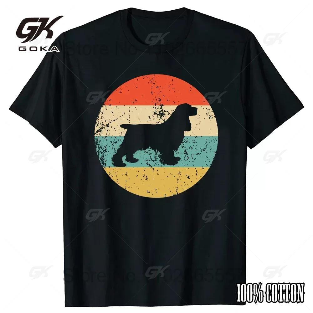 Lustiges Buntes Splash Art Cocker Spaniel Hund Baumwoll T-Shirt Tee Tops Rundhals Kurzarm T-Shirt Lässig Basic T-Shirts