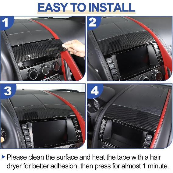 Daeiclru Center Console Dashboard Cover Trim Compatible with Jaguar F-Type 2013-2024, ABS Car Center Console Panel Trim Interior Accessories (Carbon