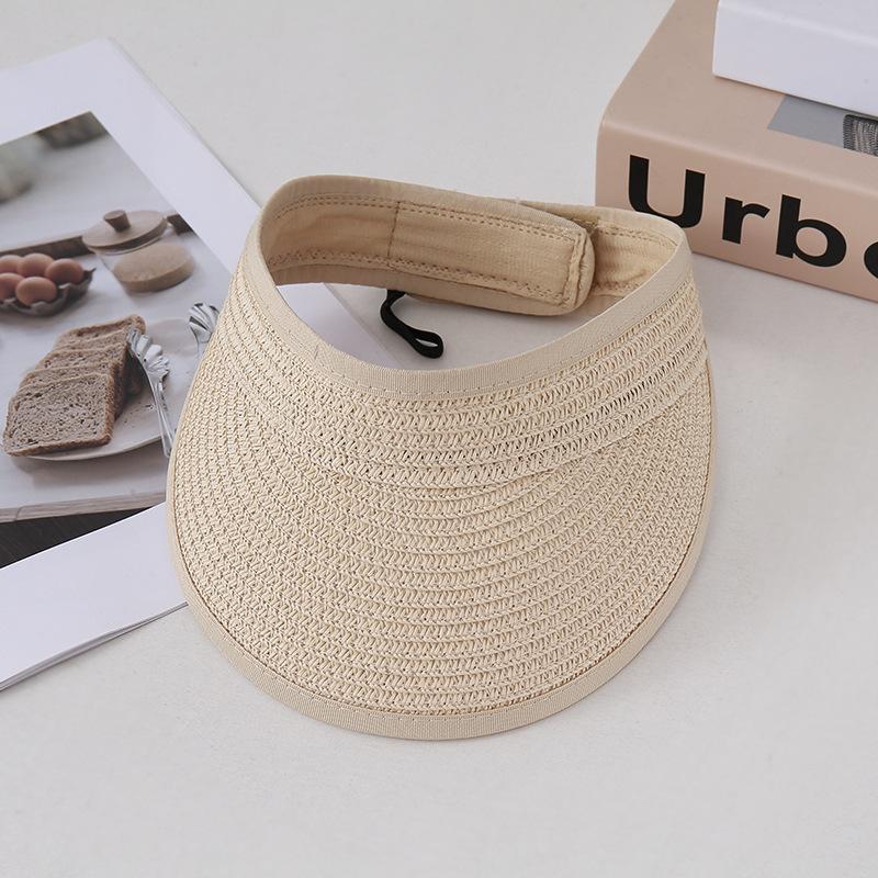 Children'S Summer Sunscreen Empty Top Straw Hat Breathable Sun Hat Boys And Girls Big Brim Straw Hat Fashionable Versatile Model