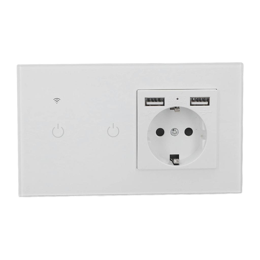 WLAN Smart Schalter mit Dual-USB Unterputz-Wandsteckdose APP Sprach-Touch-Steuerung Standard AC100-
