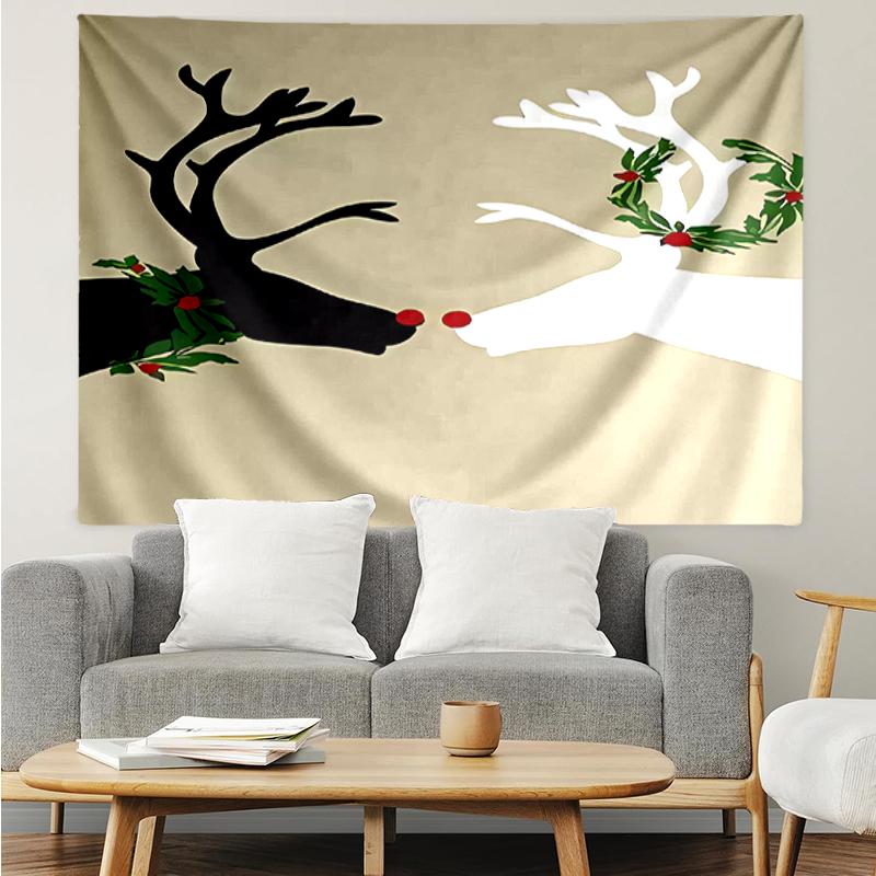 Christmas-reindeer Print Tapestry, Backdrop, Easy Setup, Ideal for Bedroom, Office & Living Room, with Aesthetic Wall Hanging Decor.