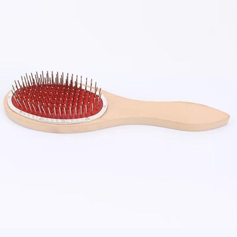 

Wig Comb Wooden Handle Steel Tooth Factory Special Large Steel Comb Anti-Static Wig Care Tool to Prevent Frizz Knot Red leather steel tooth comb 1