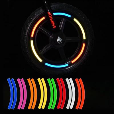 Juego de 12 pegatinas reflectantes para rueda de equilibrio, tiras reflectantes de advertencia de seguridad para conducción nocturna, para bicicleta y scooter de 12 a 14 pulgadas