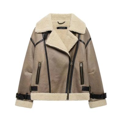 Winter New Arrival Traf Women's Fashion Oversized Belted Skirted Hem Double-Sided Collar Faux Fur Jacket