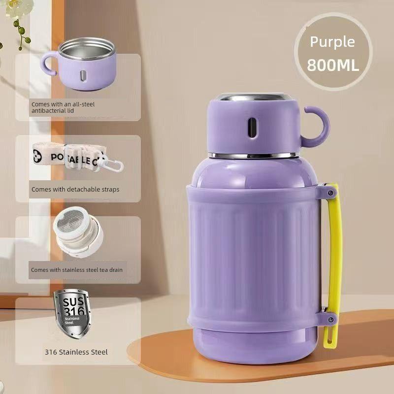 Large-Capacity Thermos Cup 2025 New Model for Male and Female Students, High-Looking 316 Stainless Steel Outdoor Portable Tea-Making Kettle